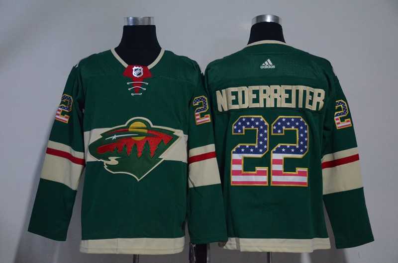 Minnesota Wild #22 Nino Niederreiter Green USA Flag Adidas Stitched Jersey